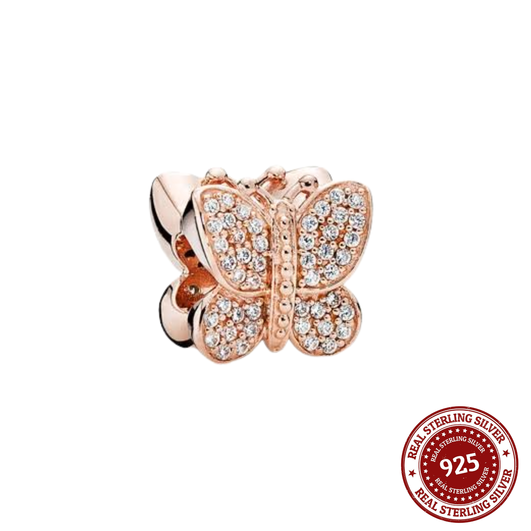 Rose Gold Butterfly Diamante Charm