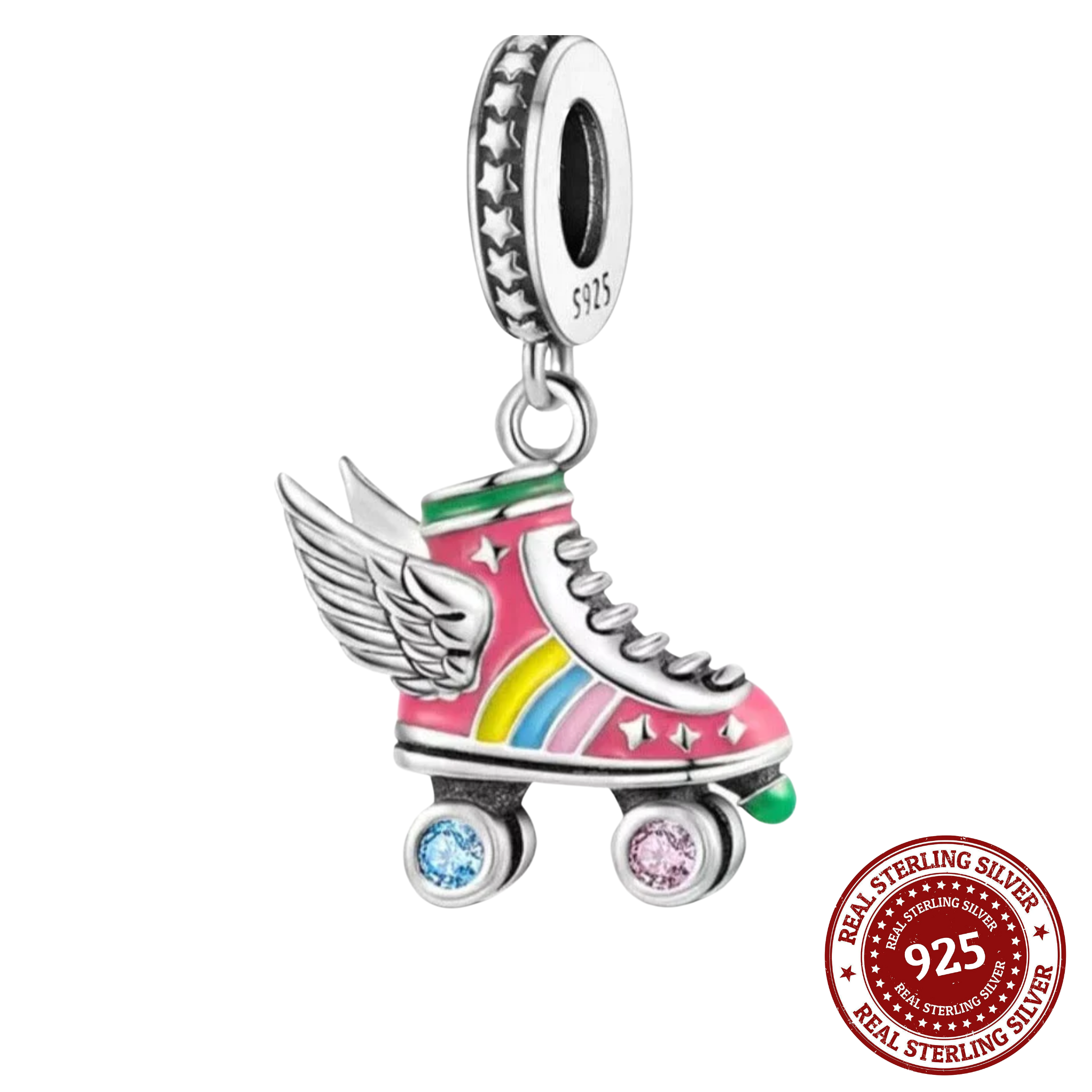Dangle Colorful Enamel Roller-skate Charm