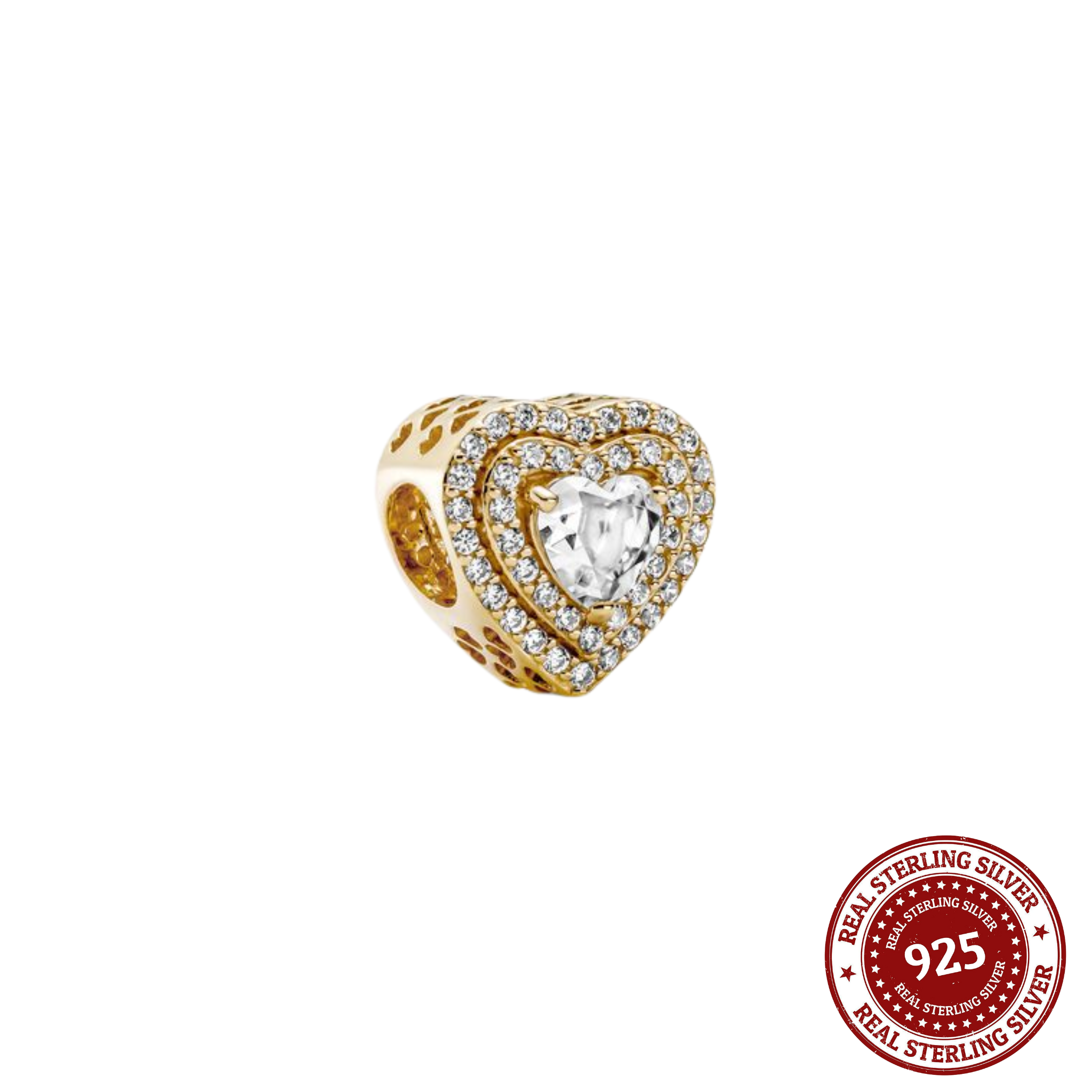 Gold Heart Diamante Charm