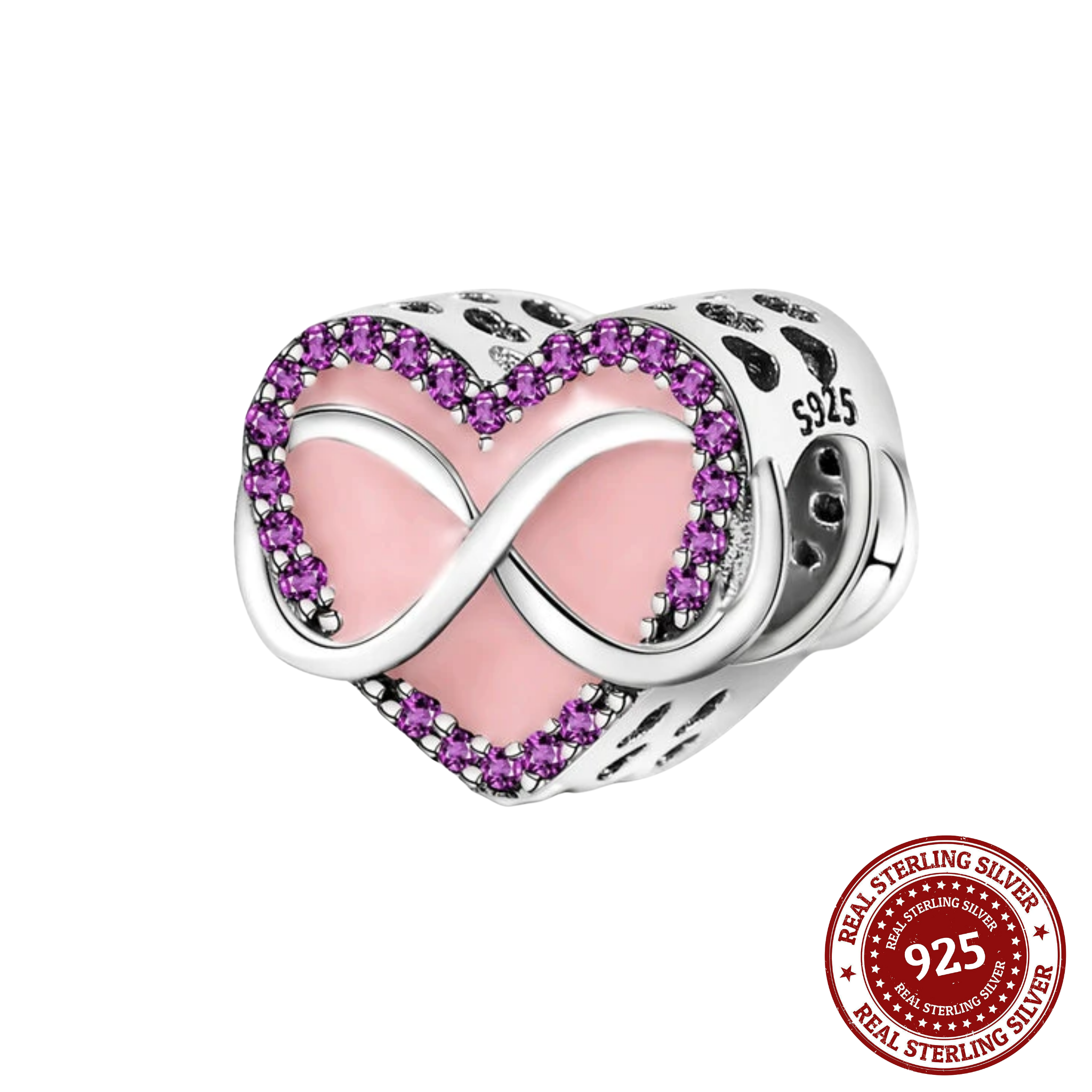 Infinity Pink and Purple Heart Charm