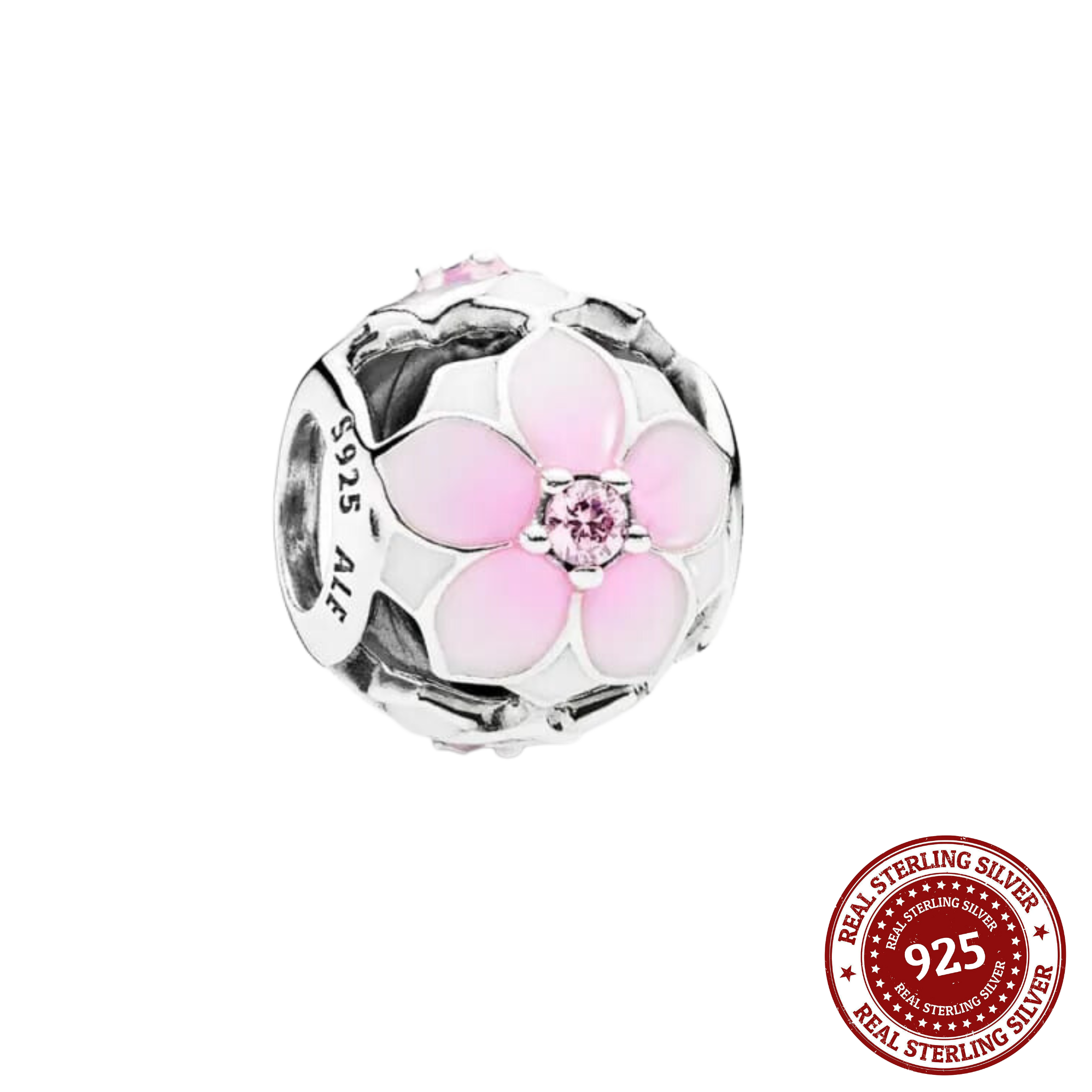 White and Pink Flower Charm
