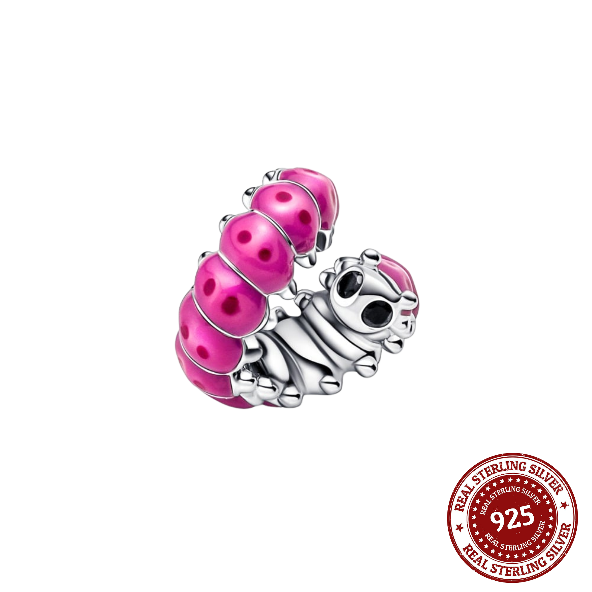 Pink Curled Caterpillar Charm