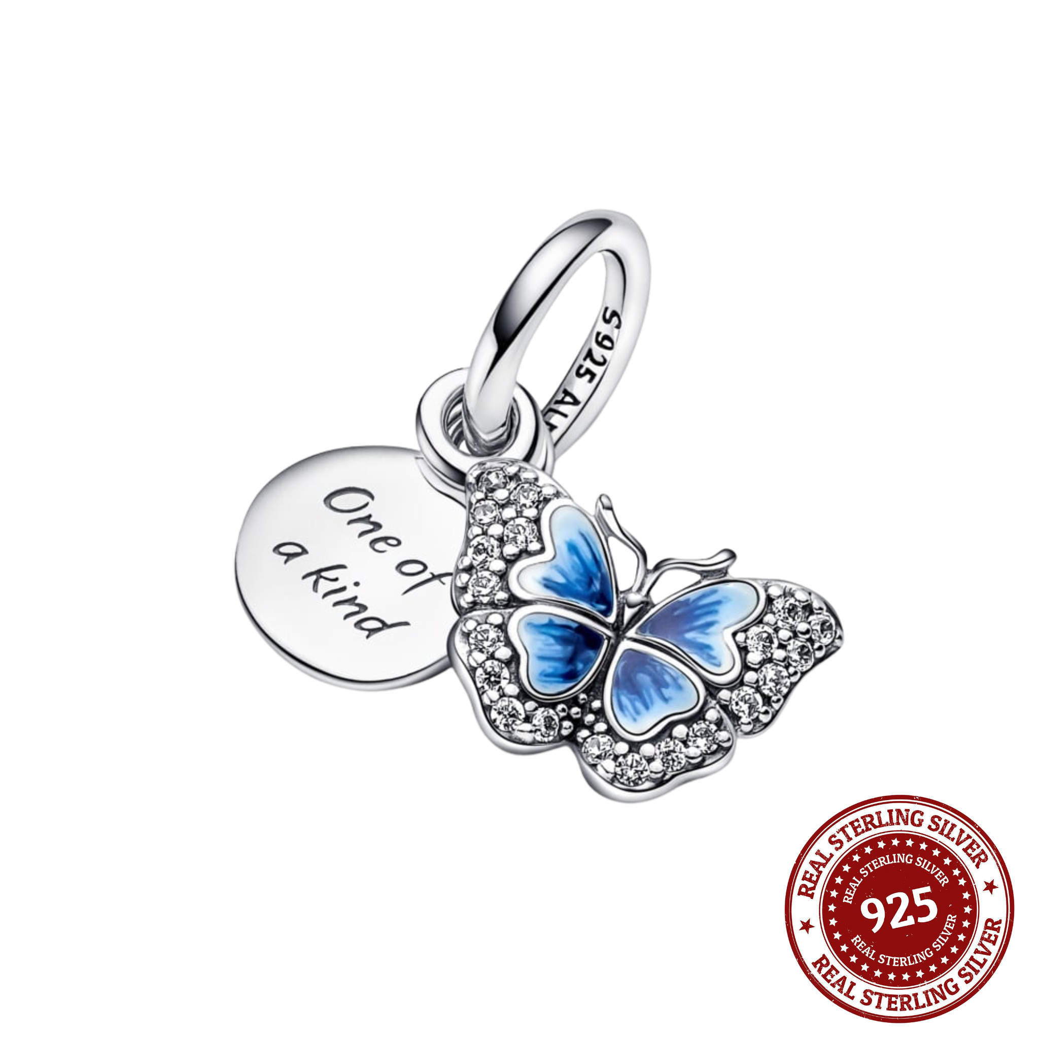 Blue Butterfly and Quote Double Charm