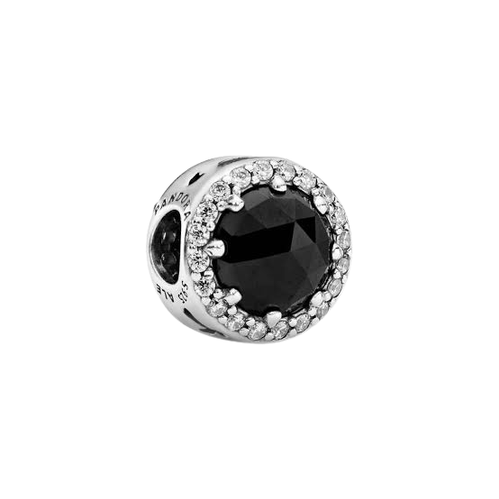 Murano Black Round Sparkling Charm