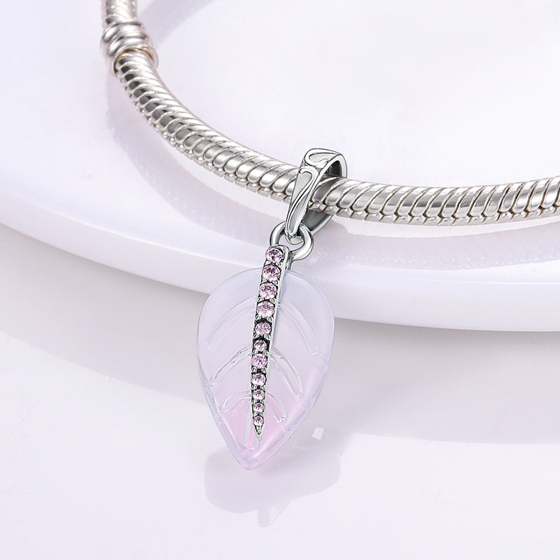 Pink Feather Diamante Charm